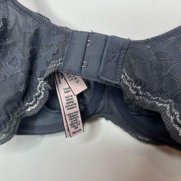 Victoria's Secret Women's Dream Angels Semi Sheer Lace Bra Gray Size 34D/D75 - Picture 5 of 11